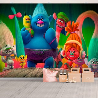 Papel pintado vinilo infantil trolls